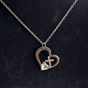 Heart and Cross Silver Necklace